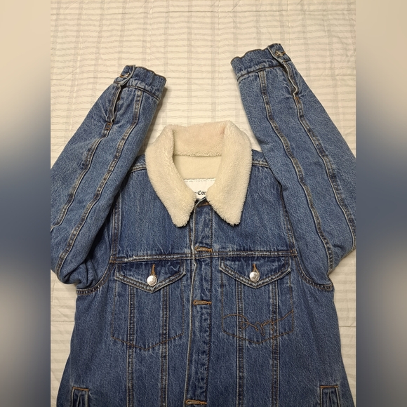 Denim Fleece Lined Long Coat - Picture 6 of 12